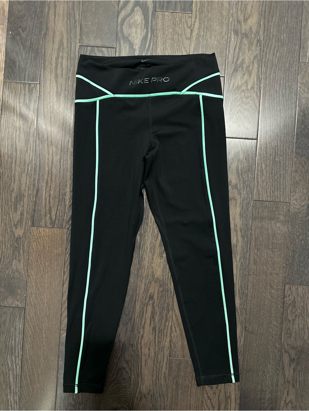 Nike Black Leggings with Mint Contrast Piping